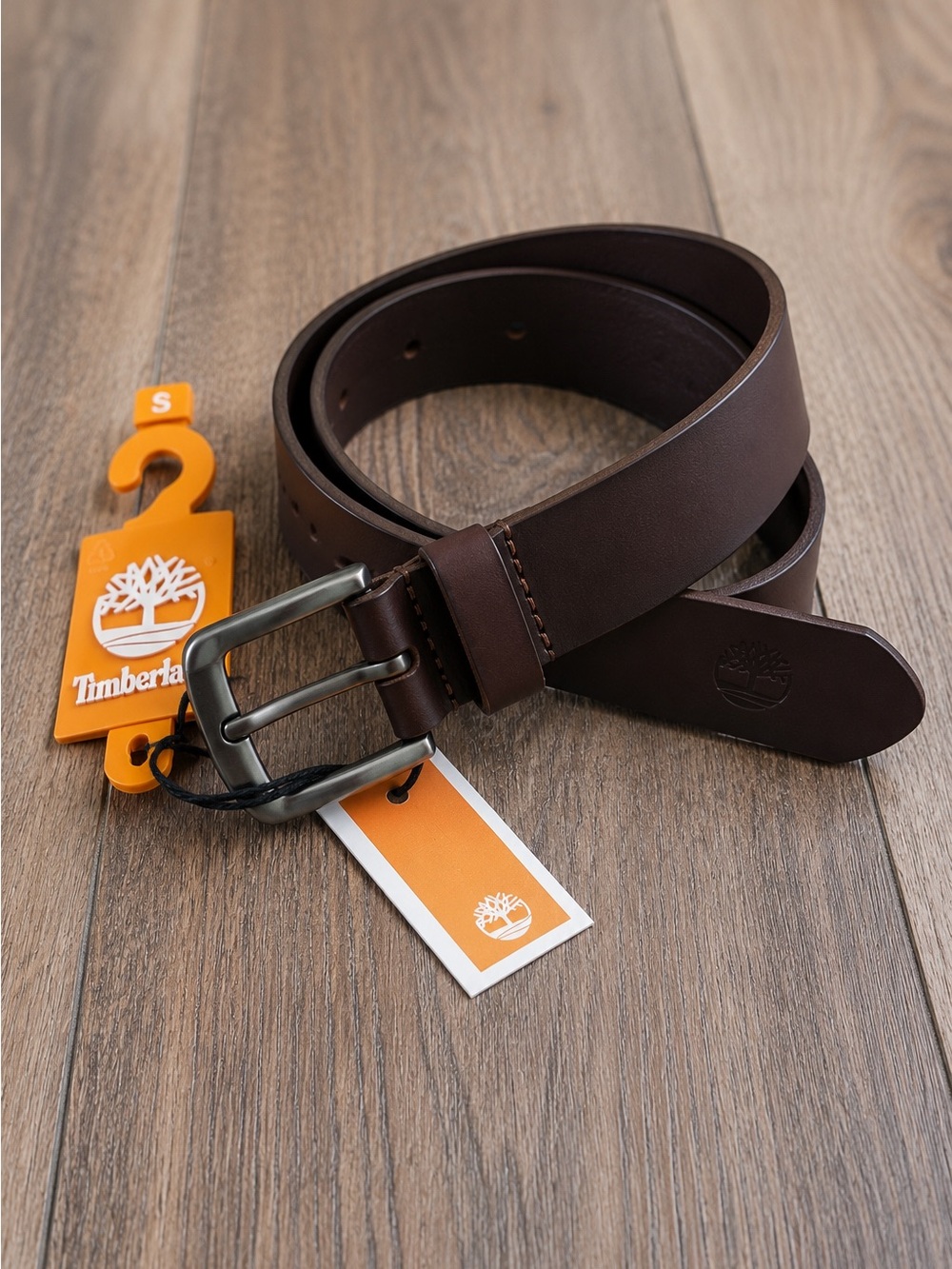 Timberland Boys Genuine Leather Belt Brown Size Small 22-24” Classic Buckle NWT